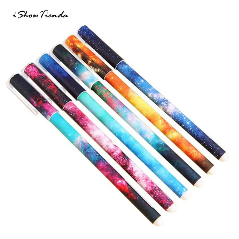 

6 Pcs/Set 0.38mm Starry Watercolor Gel Pen Students Office Writting Stationery Storage Drop Shipping Black Gel Pen Paint Brush