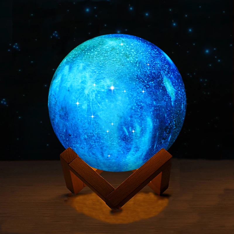 Новое поступление 3D печать Galaxy Moon Lamp16 красочные изменения сенсорный Pat светодиодный ночник домашний декор креативный подарок Usb