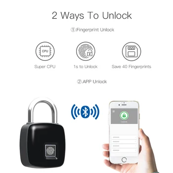 

Waterproof Smart Fingerprint Padlock Lock with Finger Print Security Touch Keyless Lock