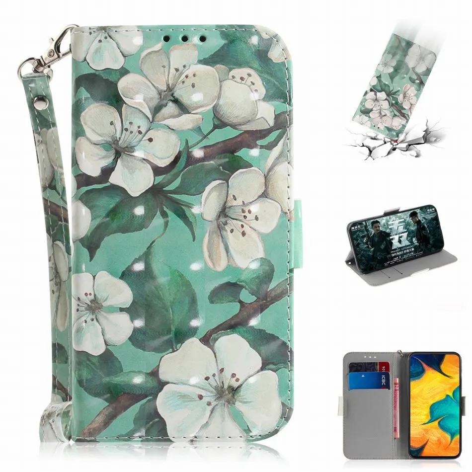 

3D Pattern Flowers Book Case For Capa Samsung Galaxy Note 9 S9 S8 A6 A7 A8 Plus A9 J3 2018 J4 Plus J6 Prime J8 Stand Covers E26Z
