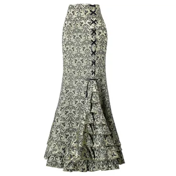 

Women's retro fishtail skirt skirt fashion sexy fishtail belt belt jacquard long skirt skirt spot sexy court wind British style