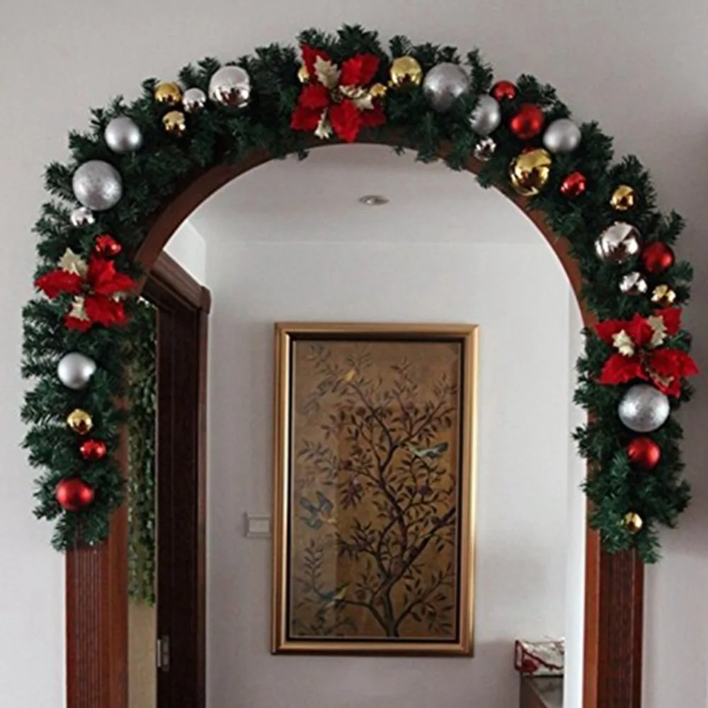 2,7 м гирлянда с зеленым листом, Рождественская елка, украшение из ПВХ, обычная искусственная Цветочная лоза из ротанга, украшение для дома, свадьбы, вечеринки