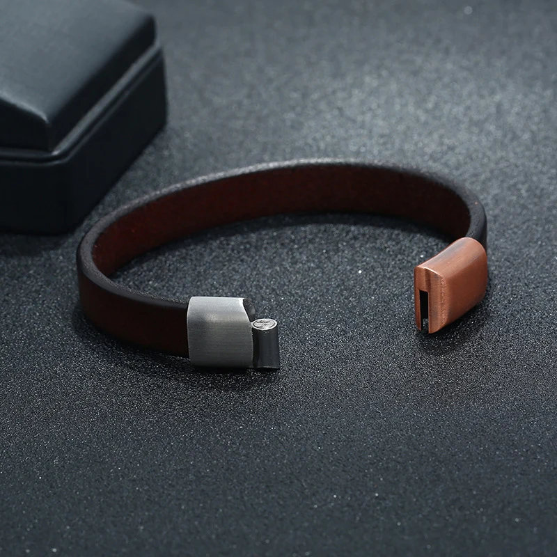 NIUYITID Bracelets & Bangles Mens Women Leather Bracelets 2018 Stainless Steel Buckle Male Rope Chain Wholesale Jewelry (2)