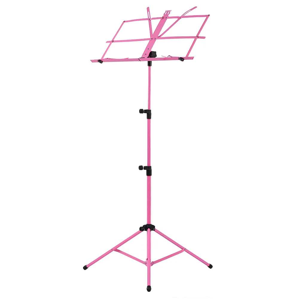 Складная музыкальная листовая подставка для штатива металлическая Музыкальная подставка держатель с водонепроницаемой сумкой для переноски 5 цветов Запчасти и аксессуары для гитары - Цвет: Pink
