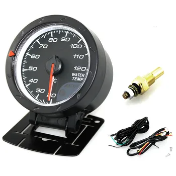 

60MM 2.5 Inch Universal Black Shell Water Temperature Meter 12V 20~120°C Car Motor Gauge with Red / White Lighting