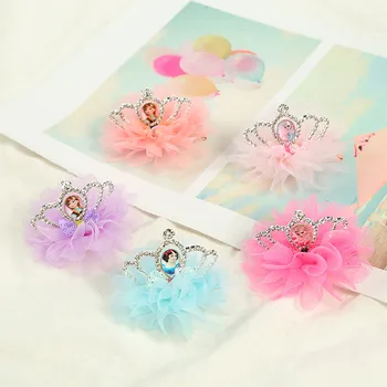 

New Fashion Cartoon Crown Lace Kids Hairpins Baby Hair Clips Princess Diamond crown Children Headwear Girls Hair Accessories