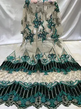 

fashionable tulle embroidery french net lace fabric Cyndi-5.1911 with beads for party dress