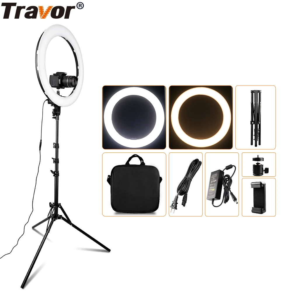  Travor RL-18A BiColor Dimmable ring light 55w with carry bag 512pcs led beads photography ringlight - 32917699403
