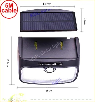 

split mounting 48 LED 900lm Solar Light PIR motion+radar led Newest super bright sma street light for g 5M cable wall ou