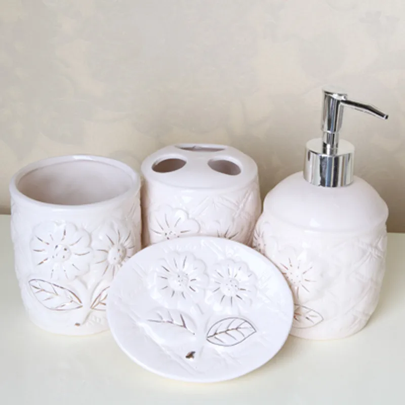 Керамические аксессуары для ванной комнаты 4 набора эмульсионная бутылка мыла в