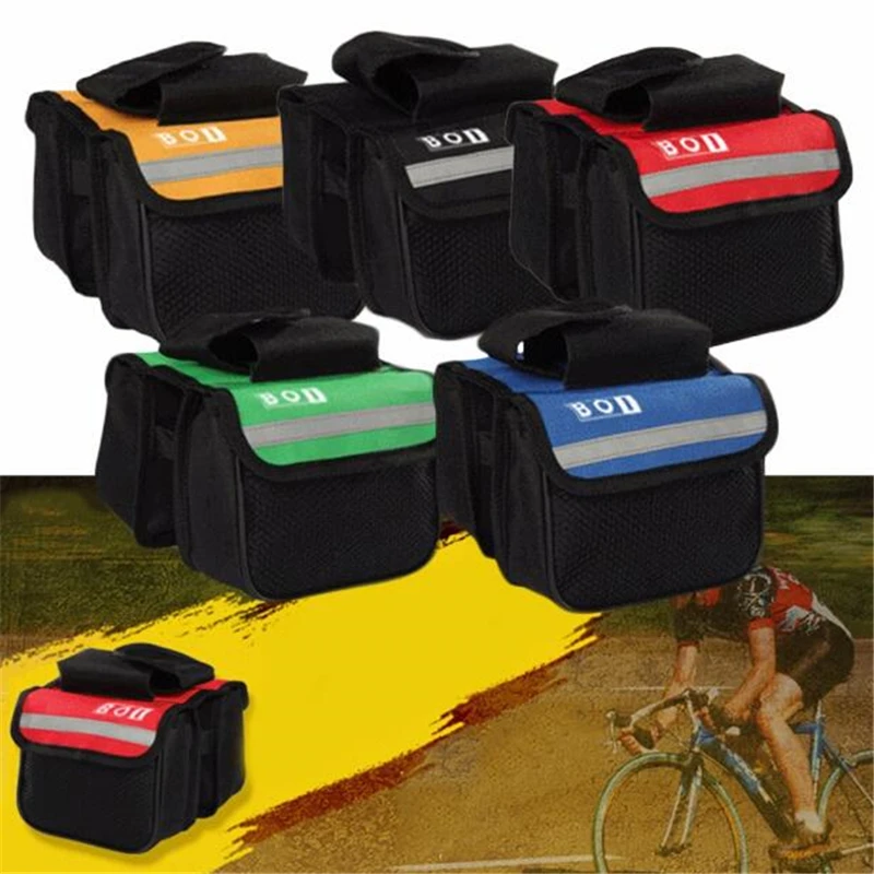 Clearance 2L Cycling Bicycle Bike Top Frame Front Pannier Saddle Tube Double Side Bag Double Pouch 4 Colors 2017 New Arrival 1