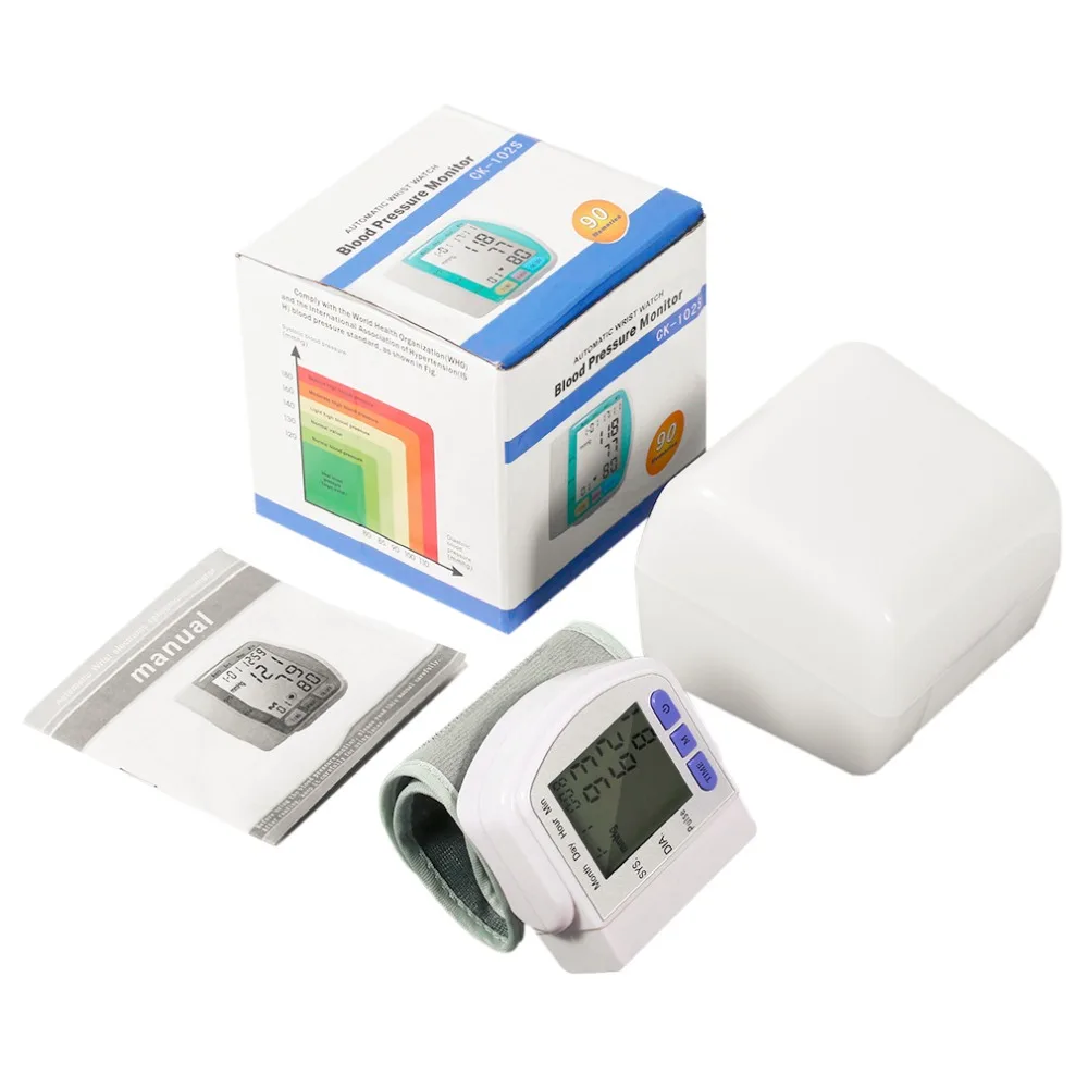 

Digital LCD Automatic Wrist Blood Pressure Monitor Measurement Device Heart Beat Meter Pulse Oximeter Health Care Tonometer+Box
