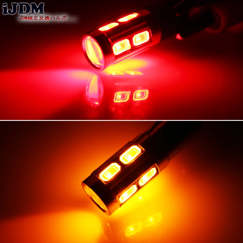 IJDM высокое Мощность H21W BAY9s 120 градуса CRE'E светодиодный объектив лампы для резервного копирования или Автомобильные стояночные огни, основание: h21w, bay9s белого цвета-красный, желтый, 12V