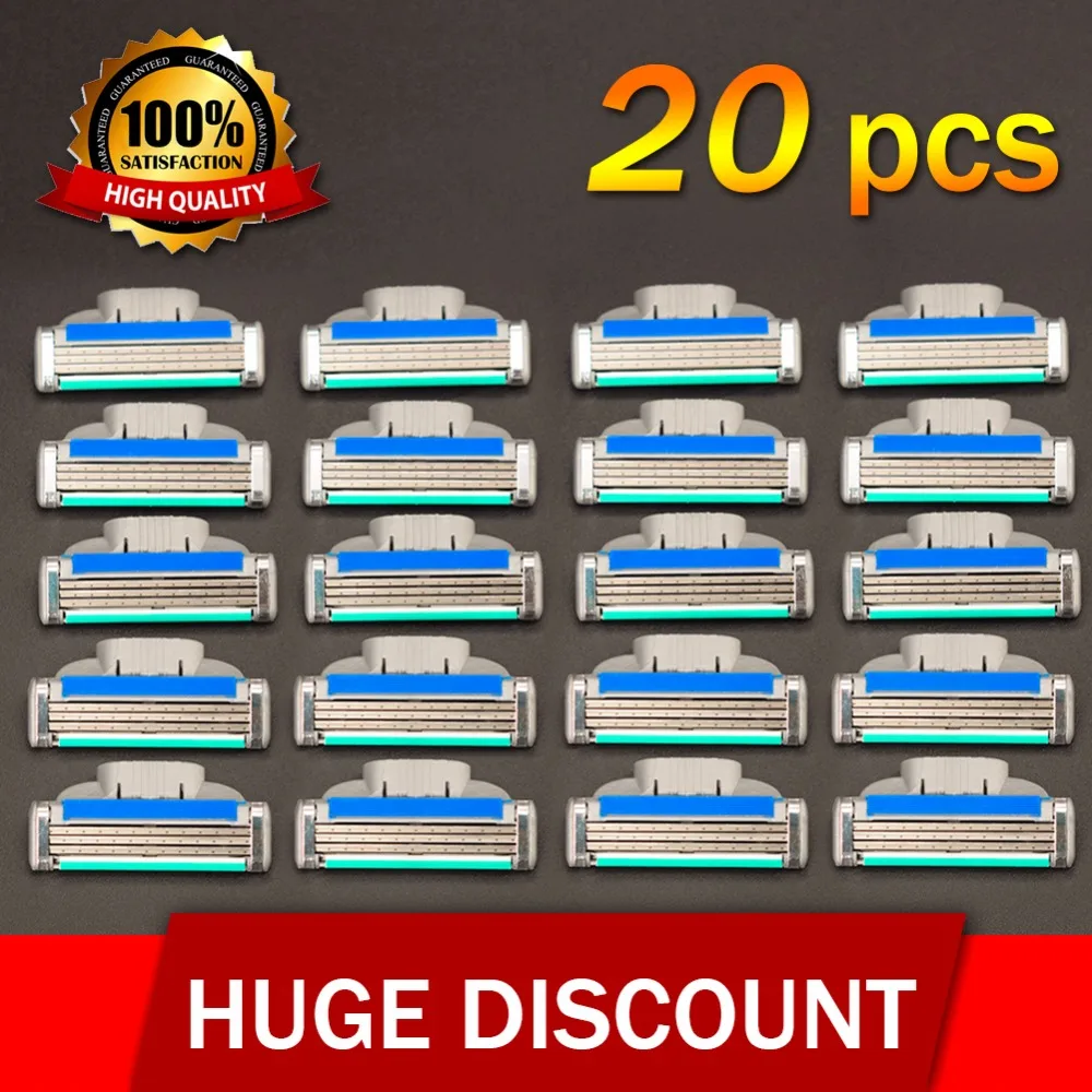 Marca de Alta Pçs e set plus Face Lâminas de Barbear para Homens Lâminas de Barbear Padrão para ru 20 Qualidade Gradeaaa Care Segurança Barbear Mache 3 & Euro