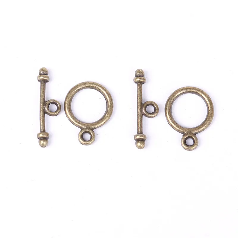 30 Sets Antique Tibetan Silver Clasps for Diy Bracelets Necklace Round Metal Toggle Clasps ForJewelry Making Findings