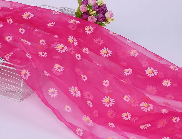 Милая Маргаритка ткань органза с принтом для девочек летнее платье принцессы ручной работы DIY шторы одежда украшения ткань P043