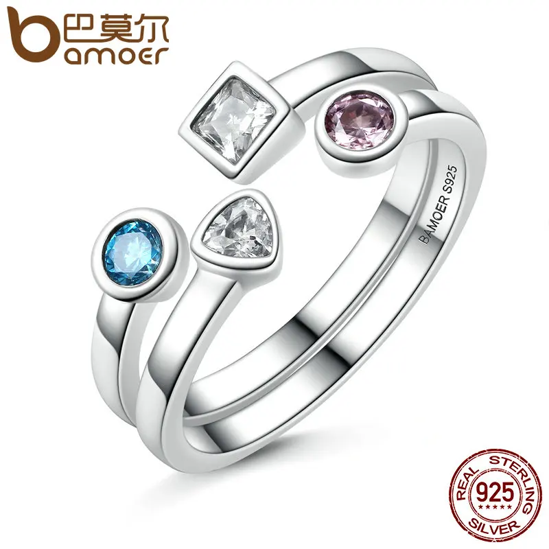 BAMOER S925 Sterling silver Charm Moonlight night /& Blue CZ For bracelet Jewelry