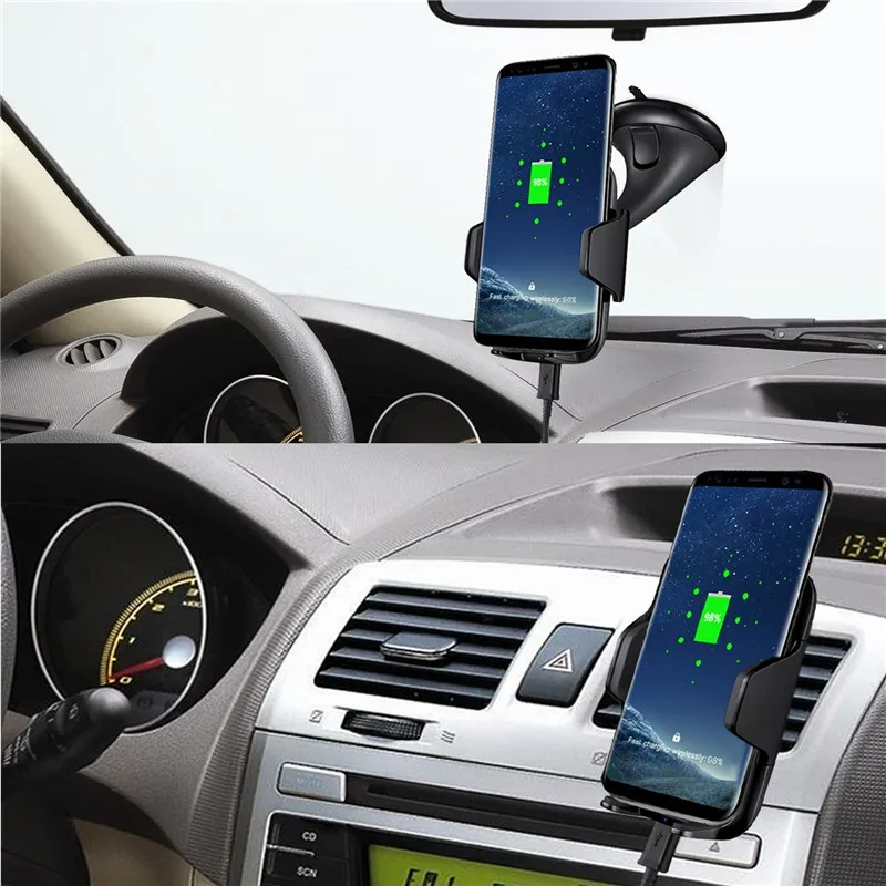DCAE QI Wireless Charger Car Charger For Samsung Note 8 S8 S9 Fast Wireless Charging Phone Holder for iPhone XS Max XR X 8 Plus
