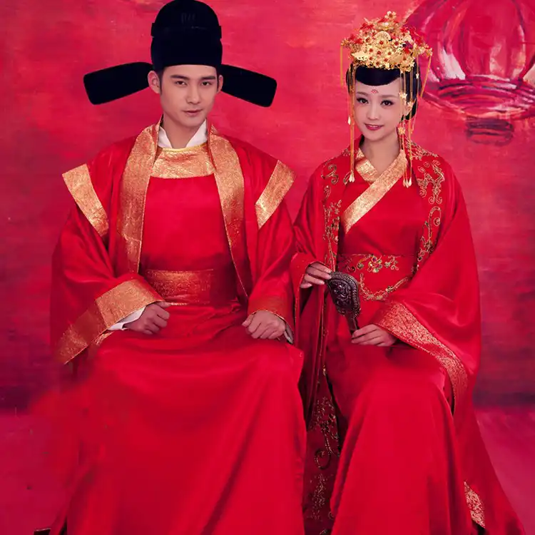 Traje De Boda Boda China Tradicional Rojo Hanfu Dinastia Tang Para La Pareja De Trajes De Novia Y Novio Aliexpress