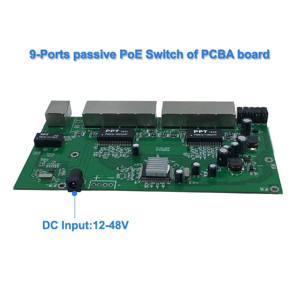 PCBA 보드 패시브 POE 스위치, 9 포트, 24V, 100M, 8 포트 POE