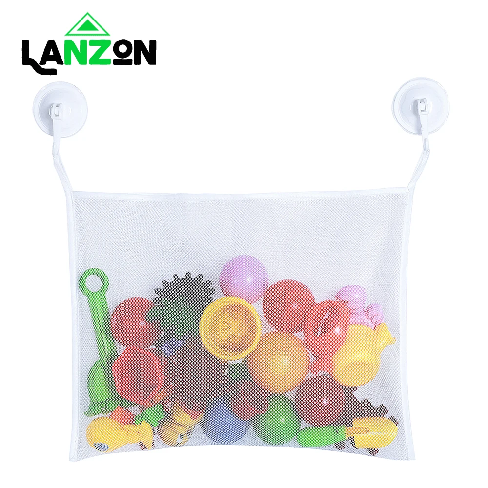 

Lanzon Wall Hanging Kitchen Bathroom Storage Bags Knitted Net Mesh Bag Baby Bath Toys Shampoo Organizer Container