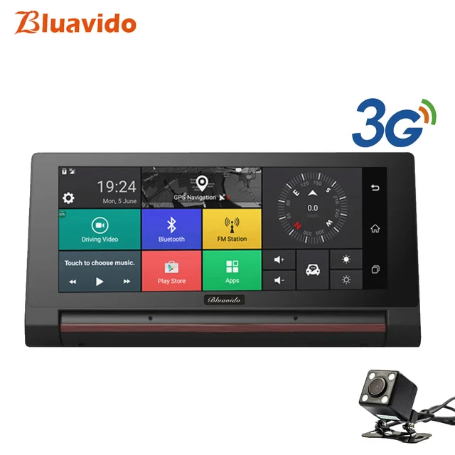 Cheap Bluavido 6.86" Touch Car DVR 3G Android Full HD 1080P Video Camera Recorder GPS Navigation Bluetooth Handfree automovi Dashcam