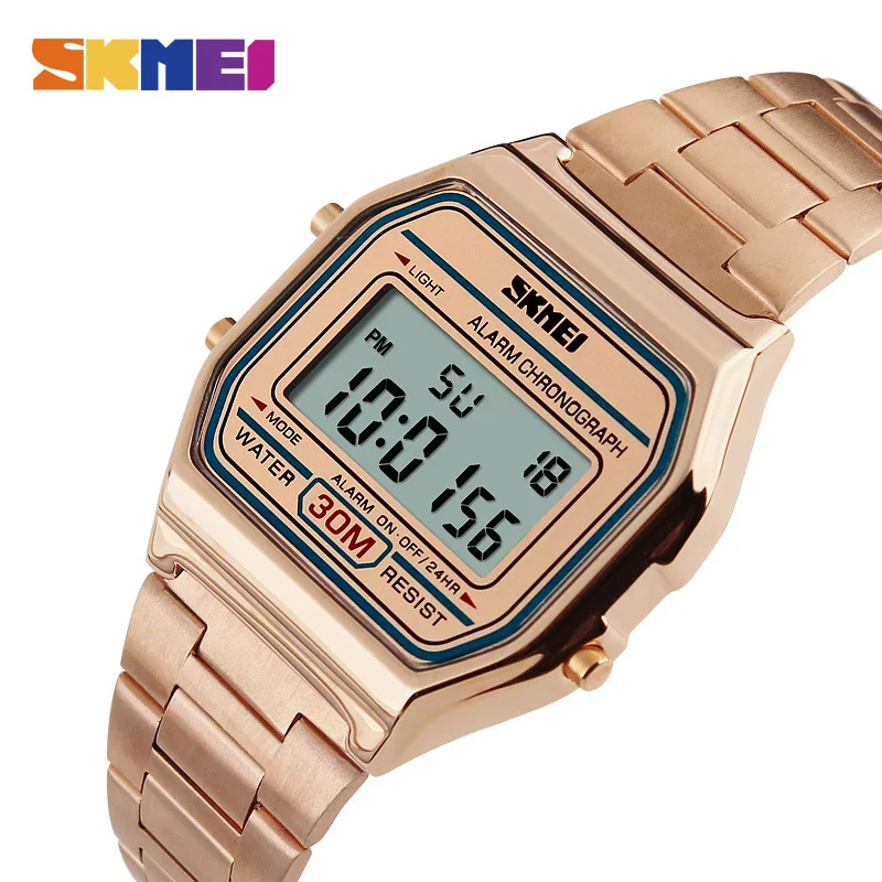 Online SKMEI Hombres Reloj LED Digital de Hombre de Moda Casual Relojes de Pulsera de Acero Inoxidable 30 M Impermeable Relojes de Los Hombres Relojes Masculino 1123