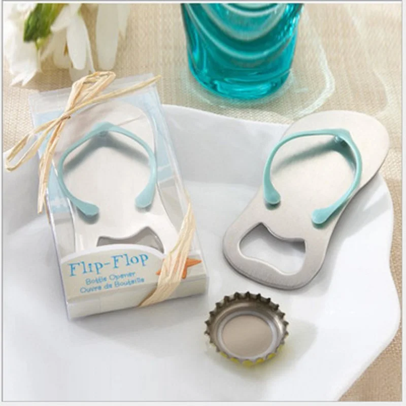 

100PCS Beach Flip Flop Shaped Bottle Opener Stainless Steel Slipper Beer Wine Opener Tool Festival Party Wedding Favors Gifts