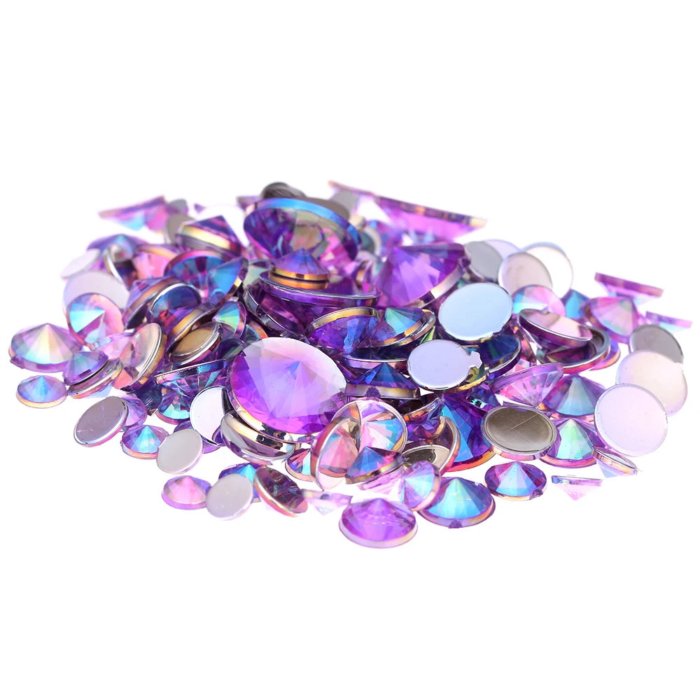 

Acrylic Rhinestones Light Purple AB 4mm 5mm 6mm 10mm And Mixed Sizes Flatback Pointed Glue On Stones For 3D Nail Art Decorations