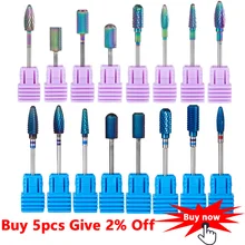 DCOVOR 16 типное сверло для ногтей с голубым покрытием из карбида вольфрама, фреза для маникюра для кутикулы, фрезер для ногтей