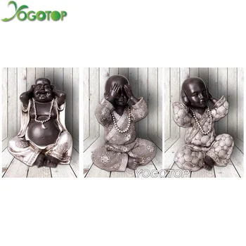 

YOGOTOP DIY Diamond Painting Cross Stitch Kit Full Diamond Embroidery 5D Diamond Mosaic Home Decor three Buddha triptych ML268