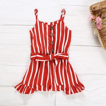 

Baby Girl Romper Summer 2019 Toddler Sleeveless Striped Print Frill Chiffon Romper Jumpsuit Infant Children Kid Girl clothes