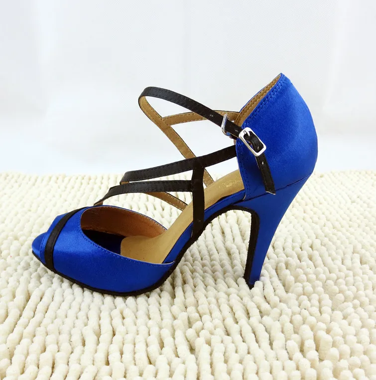 DILEECHI/ ; женская обувь из голубого атласа на высоком каблуке; вечерние сандалии для танцев; Обувь для бальных танцев, сальсы; обувь для латинских танцев; синий каблук 10 см