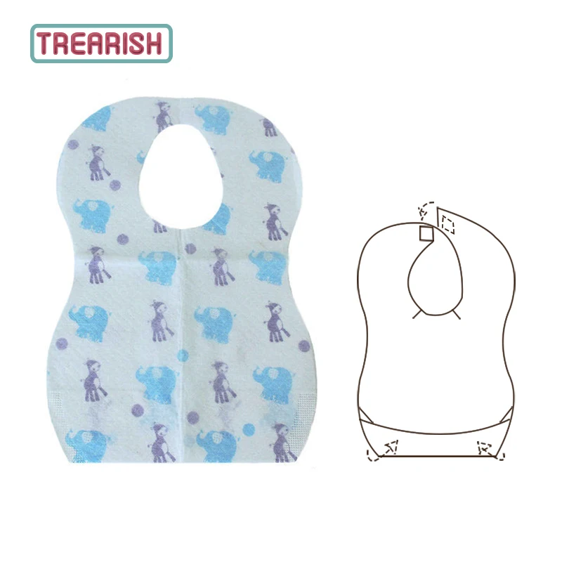 Waterproof Disposable Bibs Printing Feeding Children Baby 10pcs Non