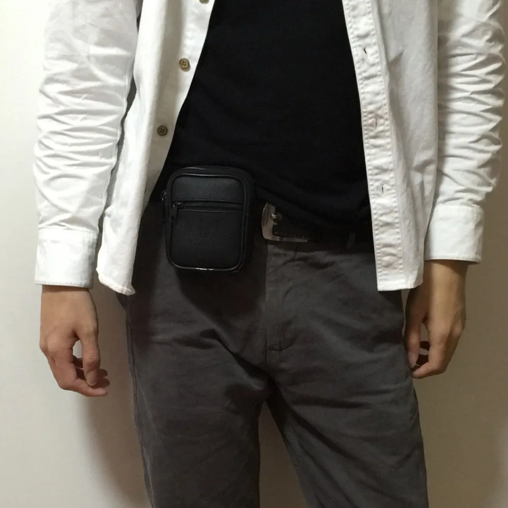 Fashion waist packs bag high quality men travel waist bag PU leather