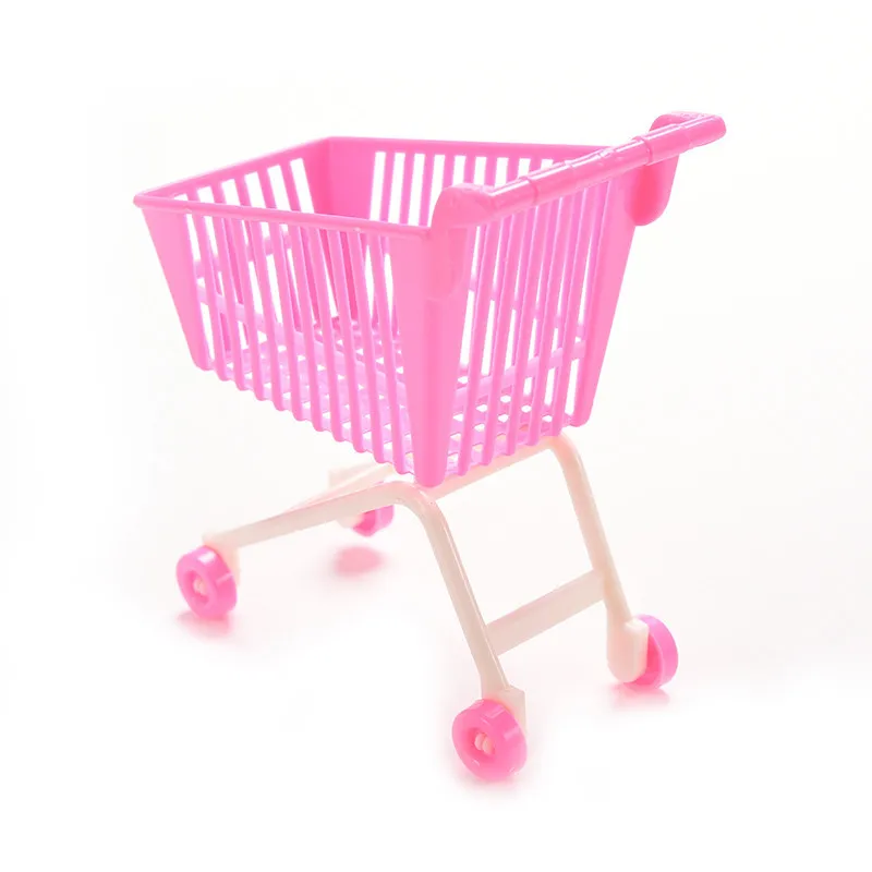 

Children's Toys Pink White Mini Shopping Cart Toy Doll Accessories Gifts for Kids