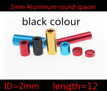 

20pcs/lot 2mm 2*12mm black anodized Aluminum Standoff Spacer OD=4mm Through Hole