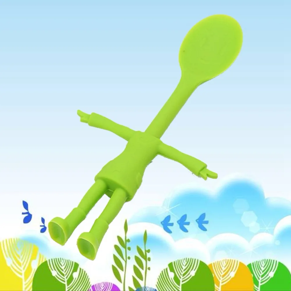 

NEW Arrival Silicone Scoop Heat Resistant Human Body Shape Rice Spoon Green baby care feeding accessary