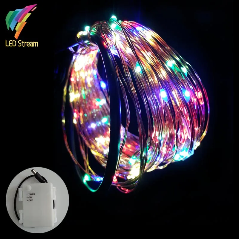 Rgb String Fairy Light 33ft 10m Aa Battery Powered Waterproof Timer 100 Led Copper Wire Outdoor Rgb String Fairy Light 33ft 10m Aa Battery Powered Waterproof Timer 100 Led Copper Wire Outdoor