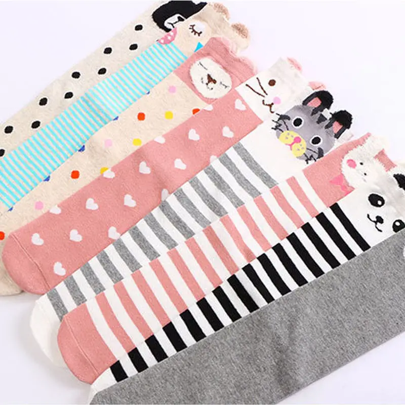 Лидер продаж длинные носки для малышей Детские теплые Kawaii с объемным рисунком
