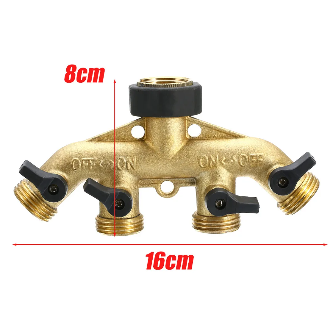 Латунь 4 способ соединители крана 3/4 ''шланг трубы разъем садовое распределительное устройство поливного шланга для орошения системы садовый инструмент