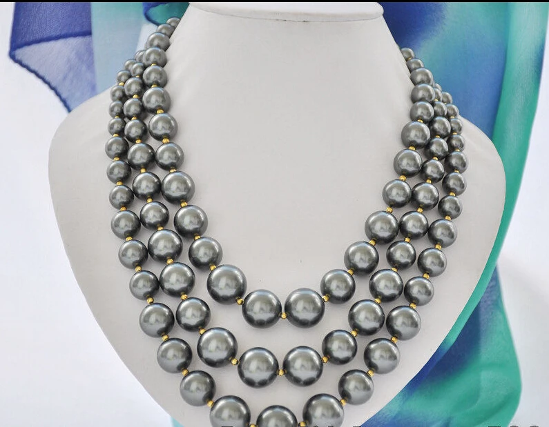 

FREE SHIPPING ******z6768 3strands 16mm black round SOUTH SEA SHELL PEARL TOWER NECKLACE