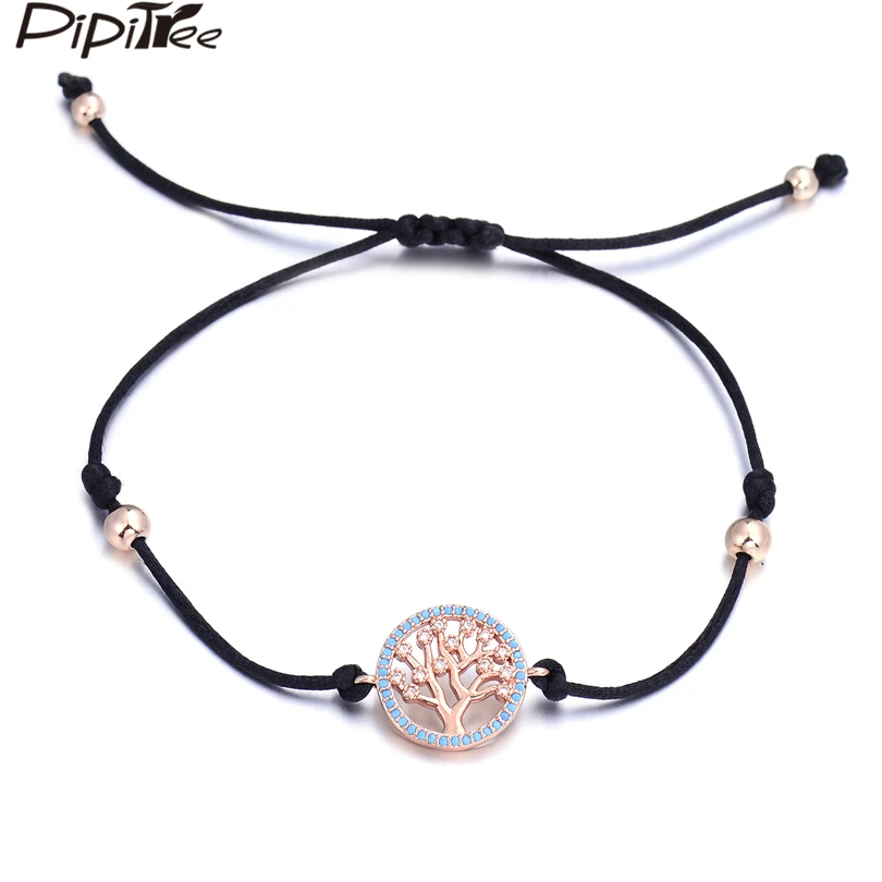 

Pipitree Lucky Blue CZ Zircon Life Tree Charm Bracelet Adjustable Red String Bracelets for Women Men Children Jewelry Gift