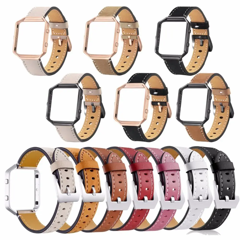

Genuine Leather Watch Band For Fitbit Blaze Replacement Band +Meatal Frame House Wrsit Band for Fitbit Blaze Smart Watch Band