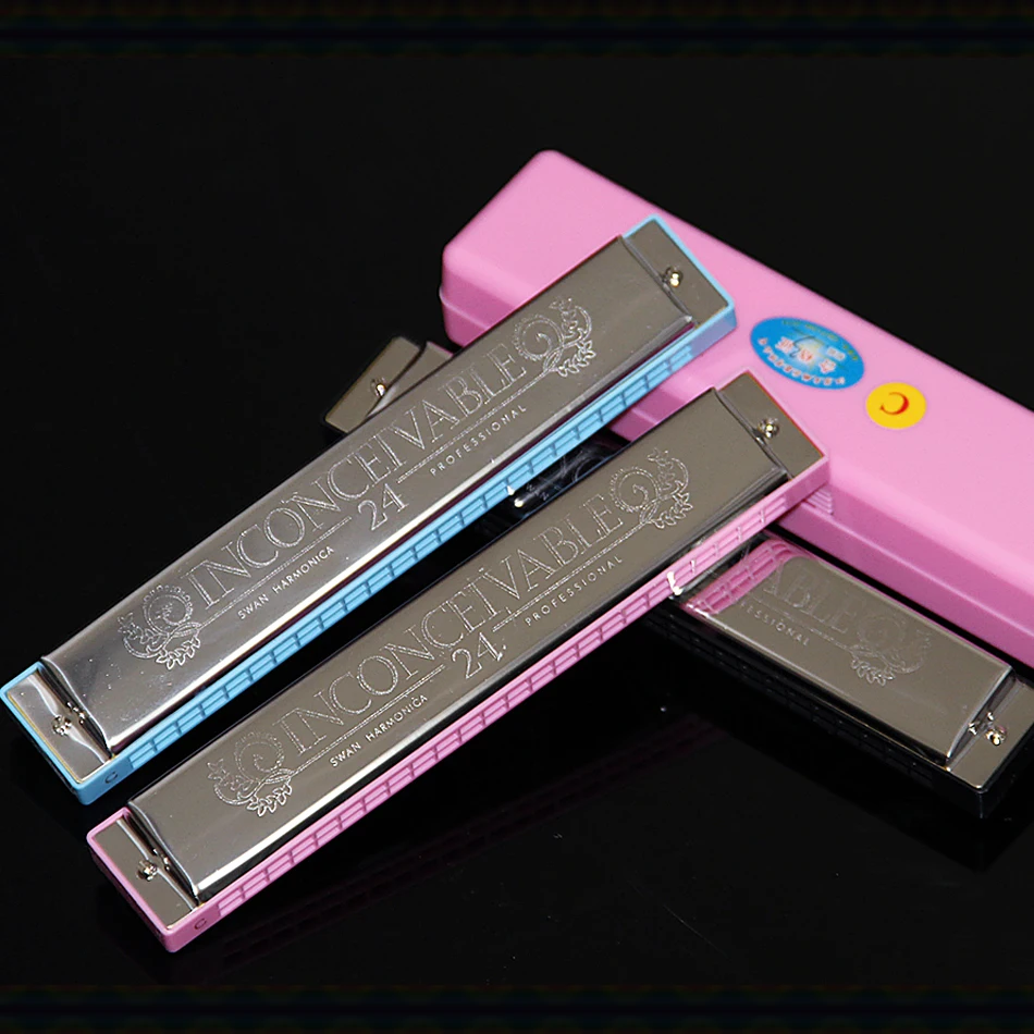 SWAN C Key Tremolo Harmonica / 24 Hole Harmonicon Octave tuned Mouth