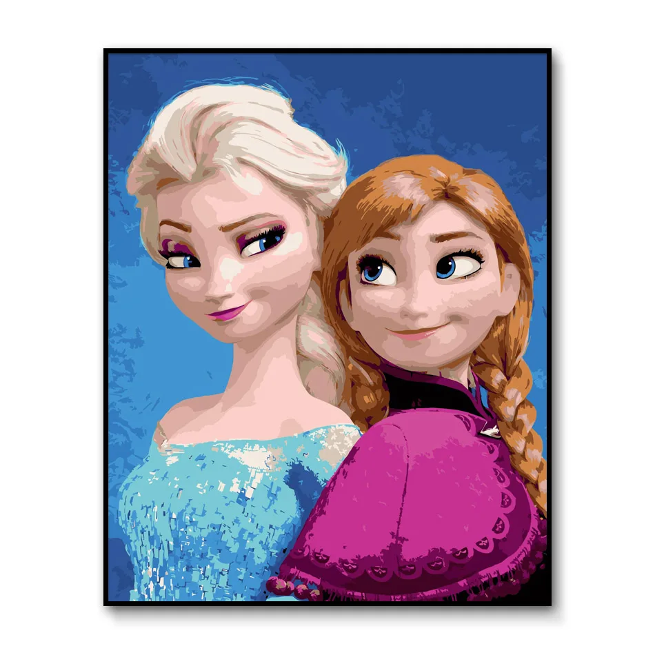 Princess Elsa DIY Painting by Numbers for Children Anna Paint by Number kits Snow White Coloring by Number - Цвет: bingxueqiyuan1