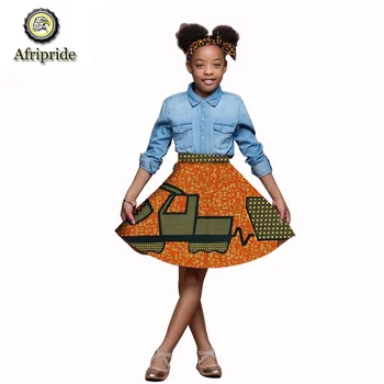 

2018~2019 African kids skirt Children clothing pure cotton ankara print short skirt dashiki bazin riche AFRIPRIDE S1847011