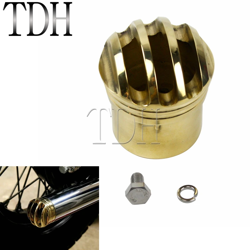 

Brass Motorcycle Cage Exhaust Tips For Harley Touring Dyna Custom Bobber Chopper Cafe Racer w/ 1 3/4" Diameter Pipe Universal