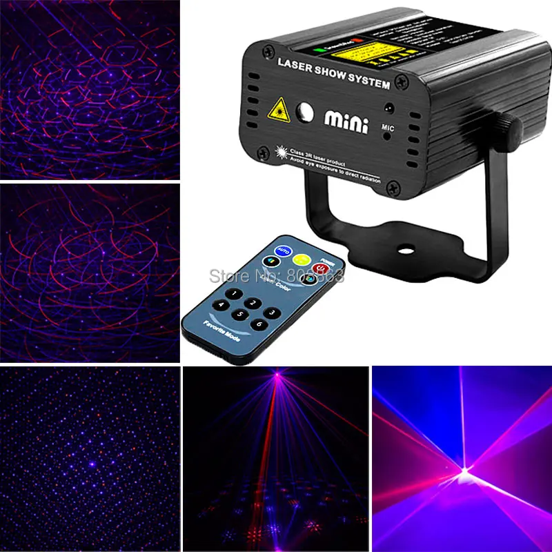 

New Remote 200mw Mini Red Blue lines patterns projector Laser projector Stage DJ lighting home Party dance disco Light DB900