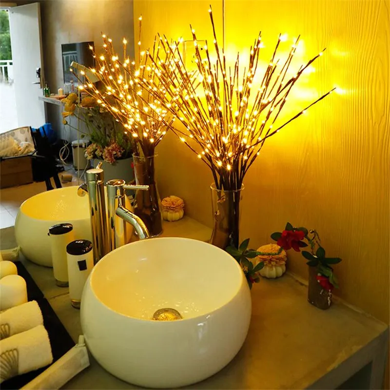 Warm white led simulation branch lamp 20 bulbs diy creative night light decoration Christmas kid bedroom bar fairy light string  (8)